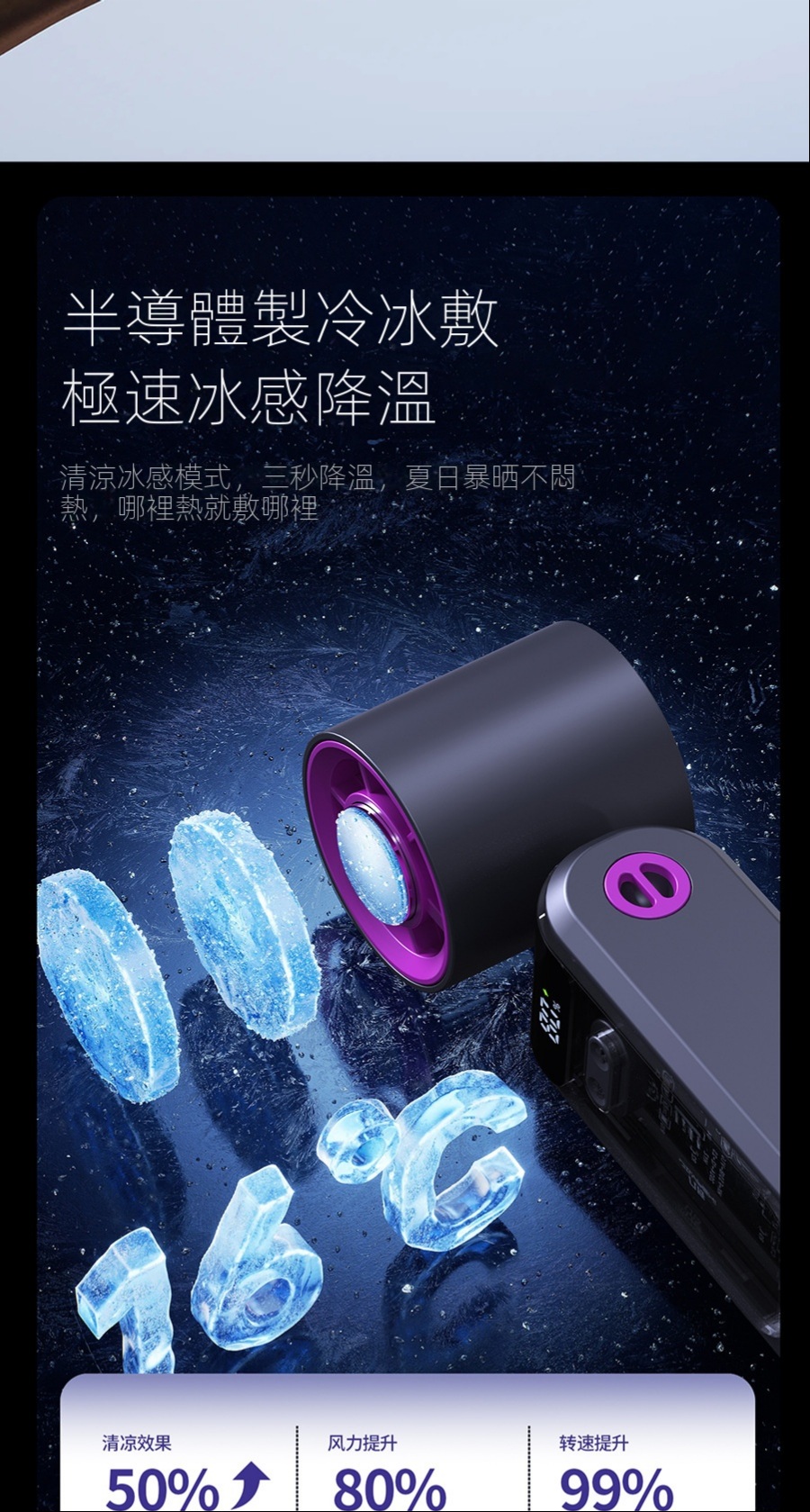 新款冰敷折疊手持風扇半導體製冷戶外便攜數顯渦輪迷你風扇 新款半導體製冷高速手持風扇usb折疊便攜充電夾傘小風扇 26年新款迷你手持製冷風扇usb充電小風扇大風力小型便攜高速小風