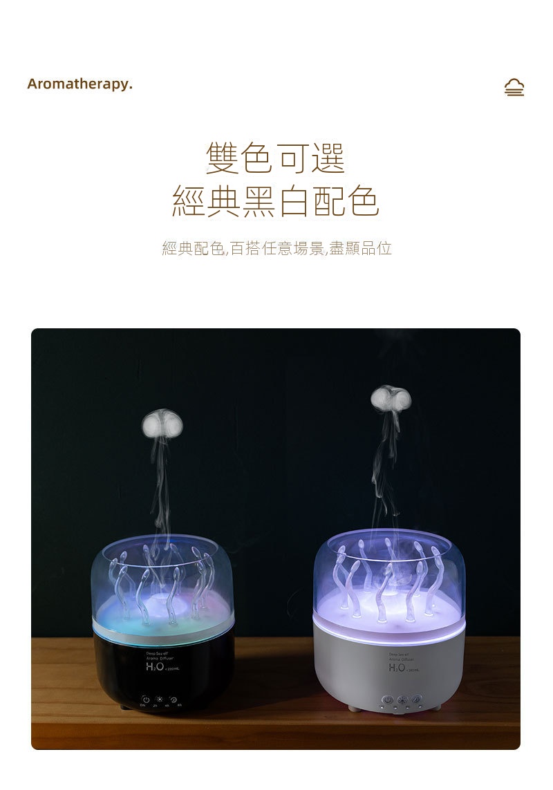新款水母加濕香薰機精油氛圍水母噴圈加濕器用臥室香薰燈烟圈臥室