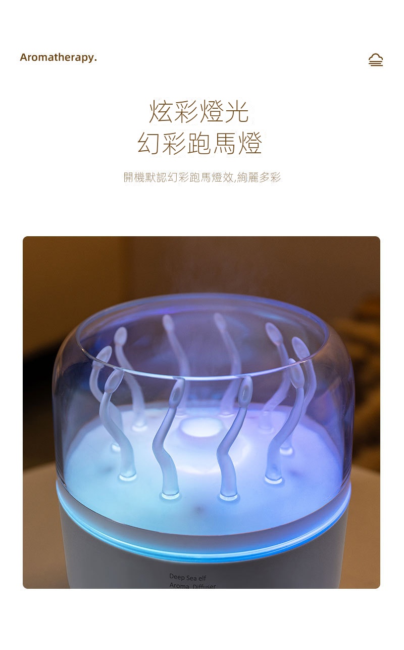 新款水母加濕香薰機精油氛圍水母噴圈加濕器用臥室香薰燈烟圈臥室